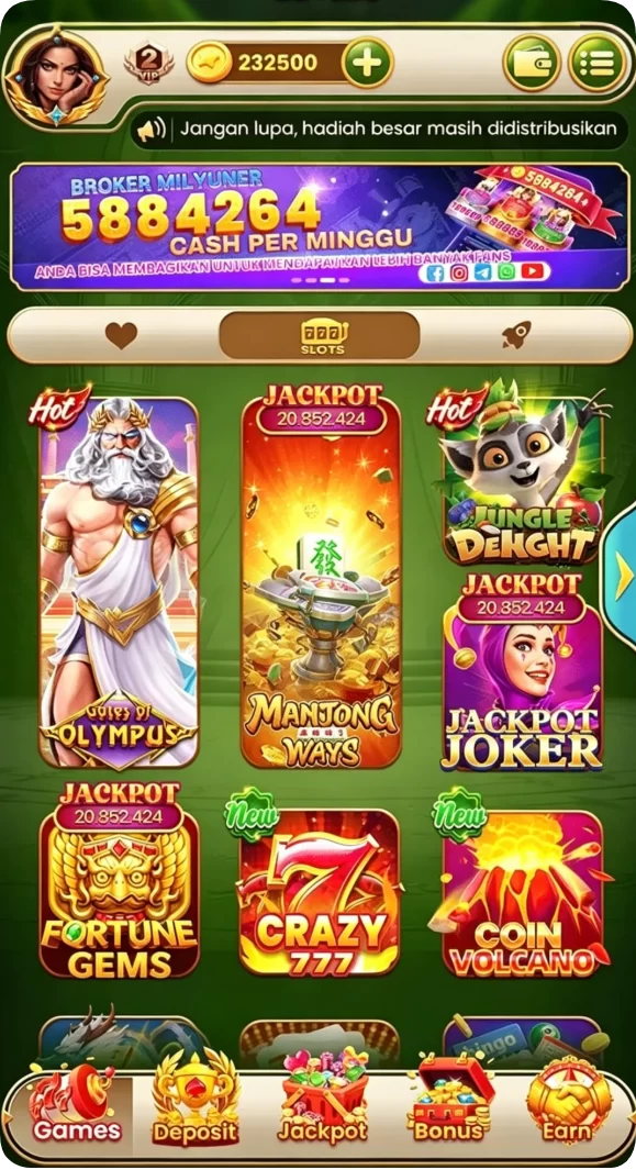 Tampilan utama aplikasi romo88 APK Terbaru untuk Android Tanpa Iklan yang intuitif dan efisien.
